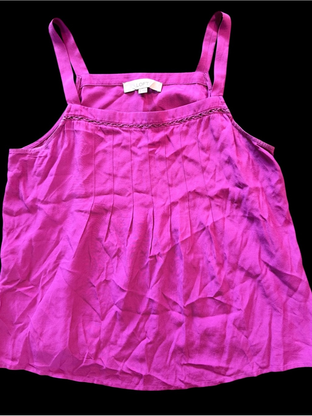 LOFT Womens Small Magenta Pink Double Strap Pleated Tank Top Business Casual